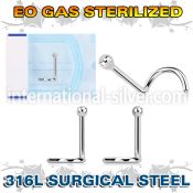 znsb sterilized surgical steel nose screw 20g 2mm ball top