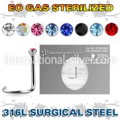 znscb surgical steel screw sterilized round color gem