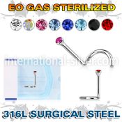 znscb surgical steel screw sterilized round color gem
