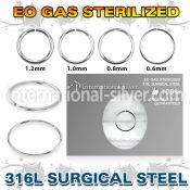 zsel sterilized steel seamless nose ring hoop 16g up to 22g