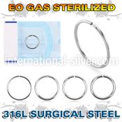 zsel sterilized steel seamless nose ring hoop 16g up to 22g