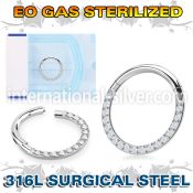 zsgsh11 sterilized steel hinged segment hoop cz on side