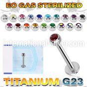 zulbc3 eo gas sterilized piercing titanium g23 labret color crystal ball