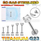 zulbin12 sterilized titanium labret stud 16g cz internal