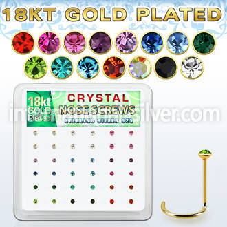 18nwbxm box w gold plated silver nose screw w 1.5mm mix crystals