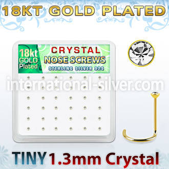 18w6xc box gold plated silver nose screws 1.25mm clear crystals