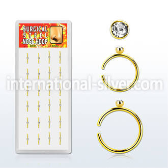 BXNRT2 display 316l nose rings hoop with clear crystal ball