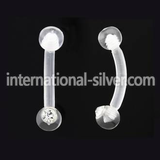 abne1c acrylic eyebrow banana w 3mm jewel acrylic ball