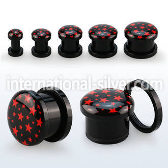 afpp black acrylic screw fit logo plug w red stars