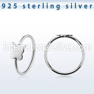 aghbt22 925 sterling silver seamless nose hoop ring butterfly
