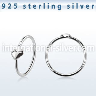 aghht22 925 sterling silver seamless nose hoop ring heart
