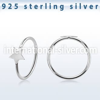 aghst22 925 sterling silver seamless nose hoop ring star
