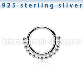 agspv16 silver seamless septum ring 16g small beads