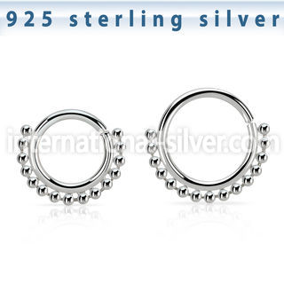agspv18 silver seamless septum ring 18g small beads