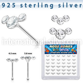 b36cumxc silver nose bones 22g crystals curved 36