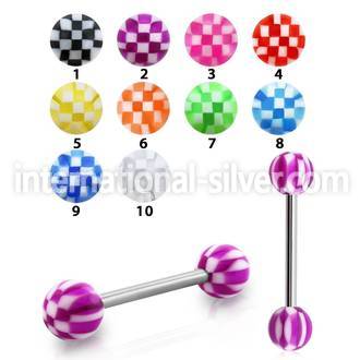 bbchk straight barbells surgical steel 316l with acrylic parts tongue