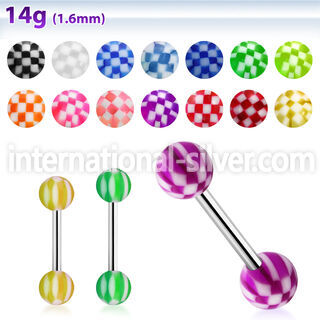 bbchk straight barbells surgical steel 316l with acrylic parts tongue