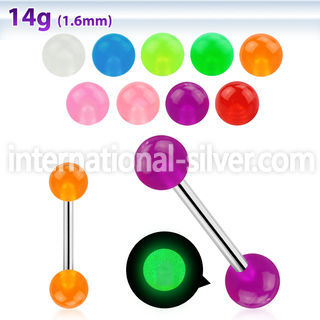 bbgl straight barbells surgical steel 316l with acrylic parts nipple