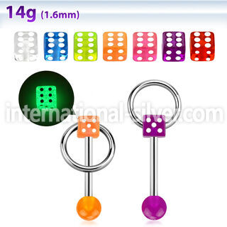 bbgldisl straight barbells surgical steel 316l with acrylic parts tongue