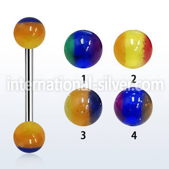 bbgt3 straight barbells surgical steel 316l with acrylic parts tongue