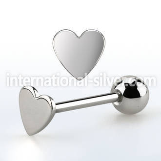 bbhrt steel tongue barbell w 6mm heart shaped flat top