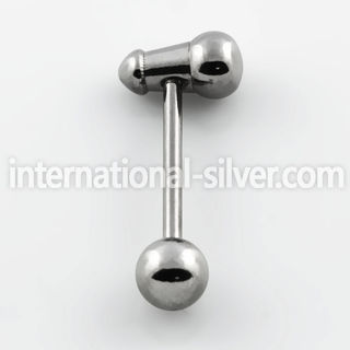 bbsh8 316l steel tongue barbell with a pennis top 6mm ball