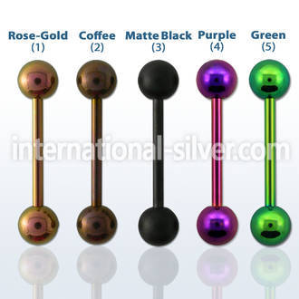 bbtt speacial color pvd 316l steel tongue barbell w 6mm ball