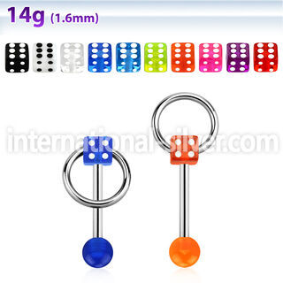 bbuvdisl straight barbells surgical steel 316l with acrylic parts tongue