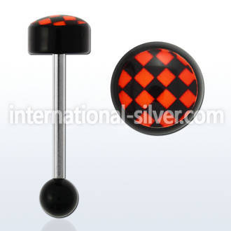 bbvg6 straight barbells surgical steel 316l with acrylic parts tongue