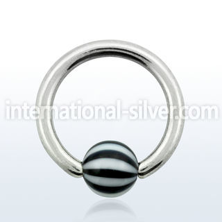 bcad5 316l steel closure ring w 5mm acrylic beach ball design