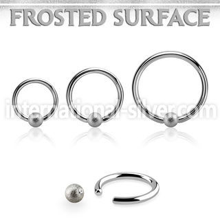 bcr16f4 steel captive bead ring, 16g w 4mm frosted ball