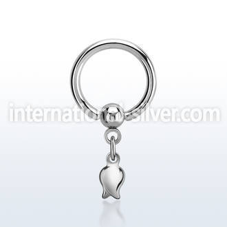 bcrg767 316l steel ball closure ring, 14g a dangling tulip 