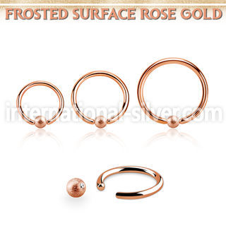 bcrr18f3 rose gold steel captive bead ring 18g  w 3mm frosted ball