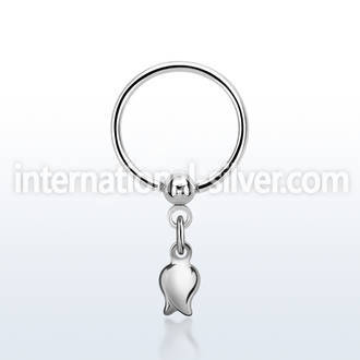 bcrs767 316l steel ball closure ring, 16g w a dangling tulip 