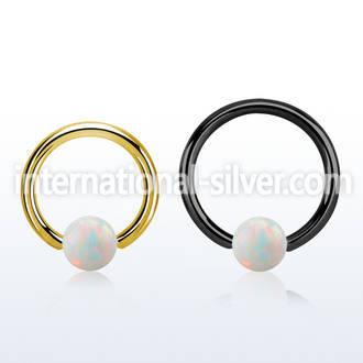 bcrt12o6 pvd plated 316l steel bcr 12g w 6mm synthetic opal ball
