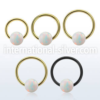 bcrt16o6 pvd plated 316l steel bcr 16g w 6mm synthetic opal ball