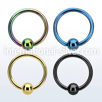 bcrt18 hoops captive rings anodized surgical steel 316l ear lobe