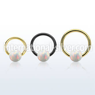 bcrt18o6 pvd plated 316l steel bcr 18g w 6mm synthetic opal ball