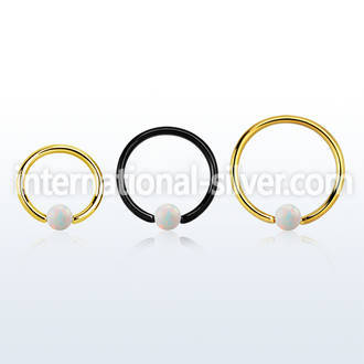 bcrt20o3 pvd plated 316l steel bcr 20g w 3mm synthetic opal ball