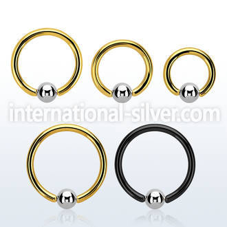 bcrtb4 hoops captive rings anodized surgical steel 316l ear lobe