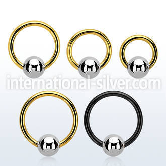 bcrtb6 hoops captive rings anodized surgical steel 316l ear lobe