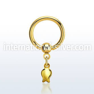 bcrtg767 gold steel ball closure ring, 14g dangling tulip 