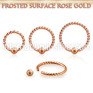 bcwr18f3 rose gold captive bead ring twisted wire w frosted ball