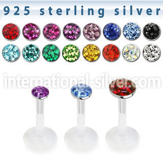 bilfr flex ptfe labret stud silver multigem ferido flat