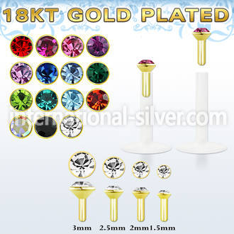 bilrg clear ptfe flexible labret colored gem