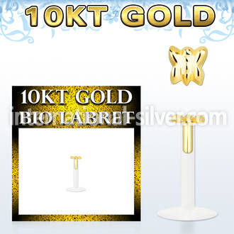 bio flex labret w 10kt gold clasic butterfly shaped top