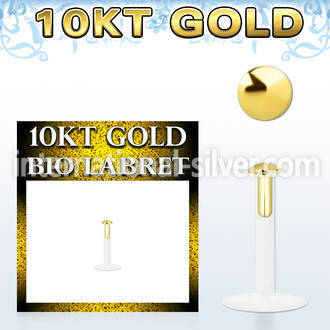 bioflex labret with push in 10kt gold half ball top