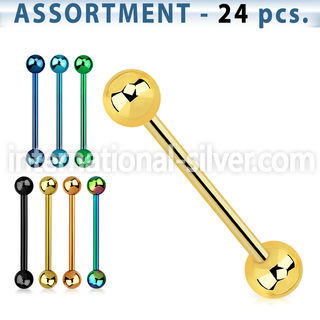 blk104 straight barbells anodized surgical steel 316l tongue