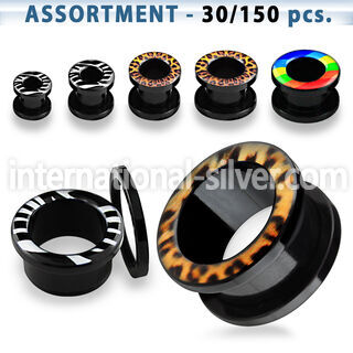 blk166 tunnels gauges acrylic body jewelry ear lobe