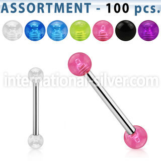 blk267 straight barbells surgical steel 316l with acrylic parts tongue